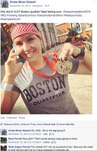 Natalie Brown sporting her BQ shirt after the 2014 Canyon City Marathon, in Azusa, CA.